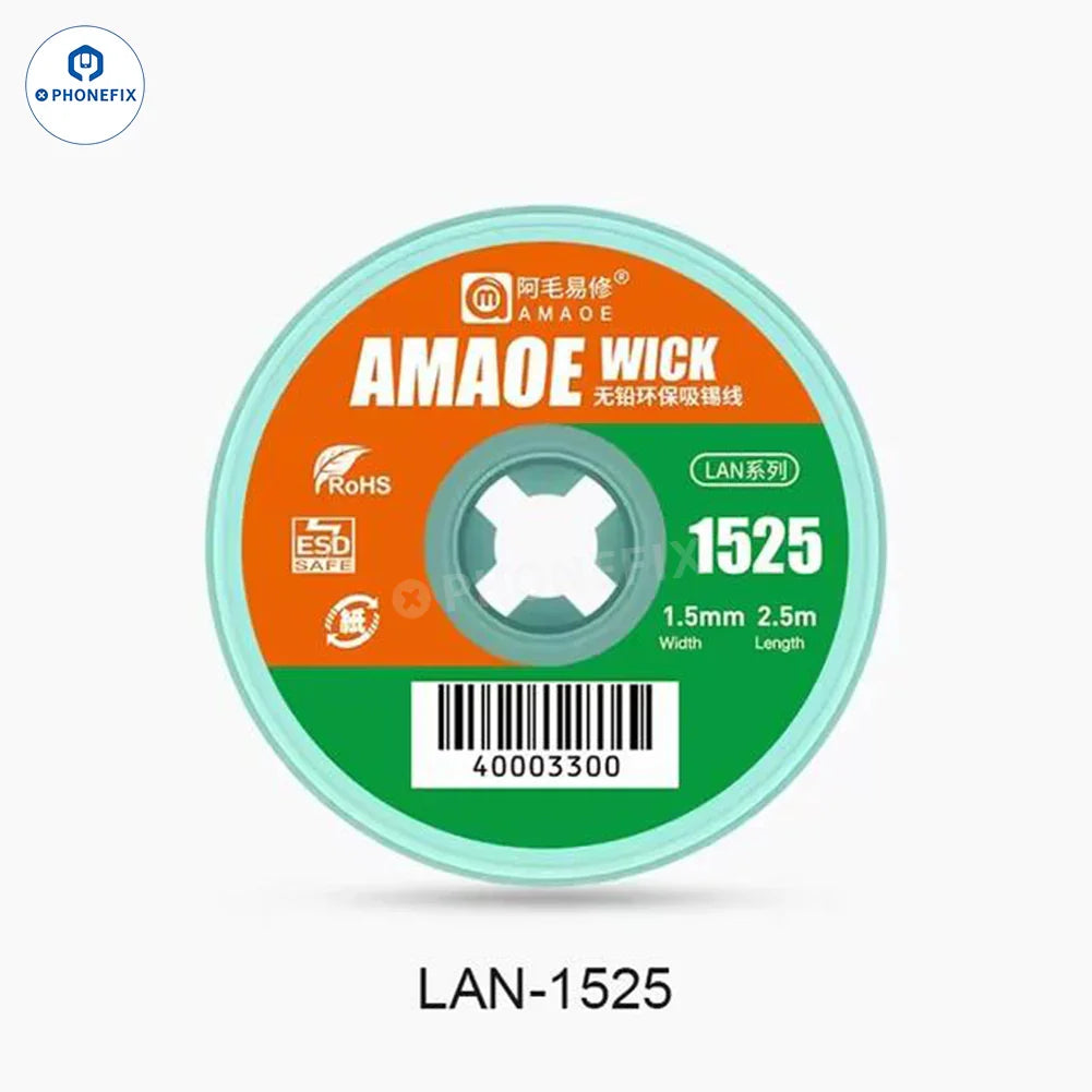 Mèche à dessouder Amaoe BGA de PHONEFIX, fil d'étain pour soudure de circuits imprimés permettant d'enlever la soudure avec un fil à dessouder.