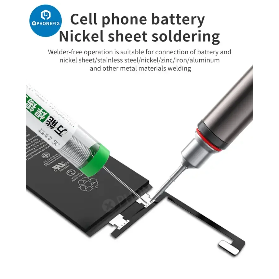 Qianli MEGA-IDEA 0.8mm universal soldering wire for battery repair, shown in a spool with wire lead on a white background