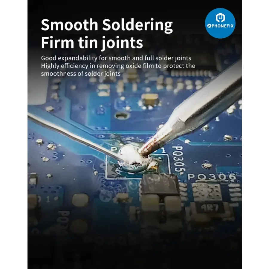 Qianli MEGA-IDEA 0.8mm universal soldering wire for battery repair, shown in a close-up image with spooled solder wire.