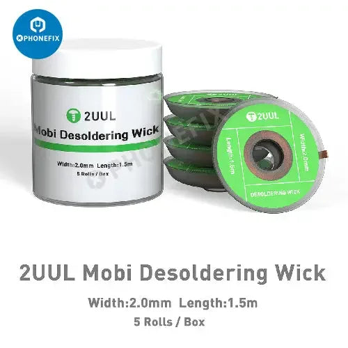 2UUL CY2015 Mèche à dessouder Mobi Solder Away pour la réparation de circuits imprimés, fil à souder de 5 m pour un dessoudage efficace des composants électroniques.