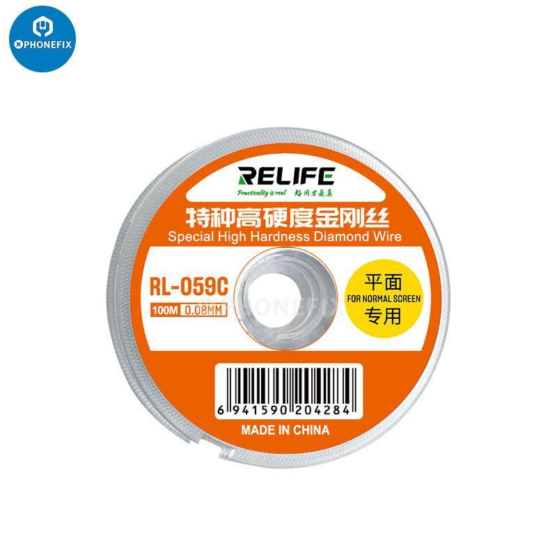 RELIFE RL-059A ultrafine solder wire for edge screen separation, 0.03mm thickness, 100m length, by PHONEFIX.