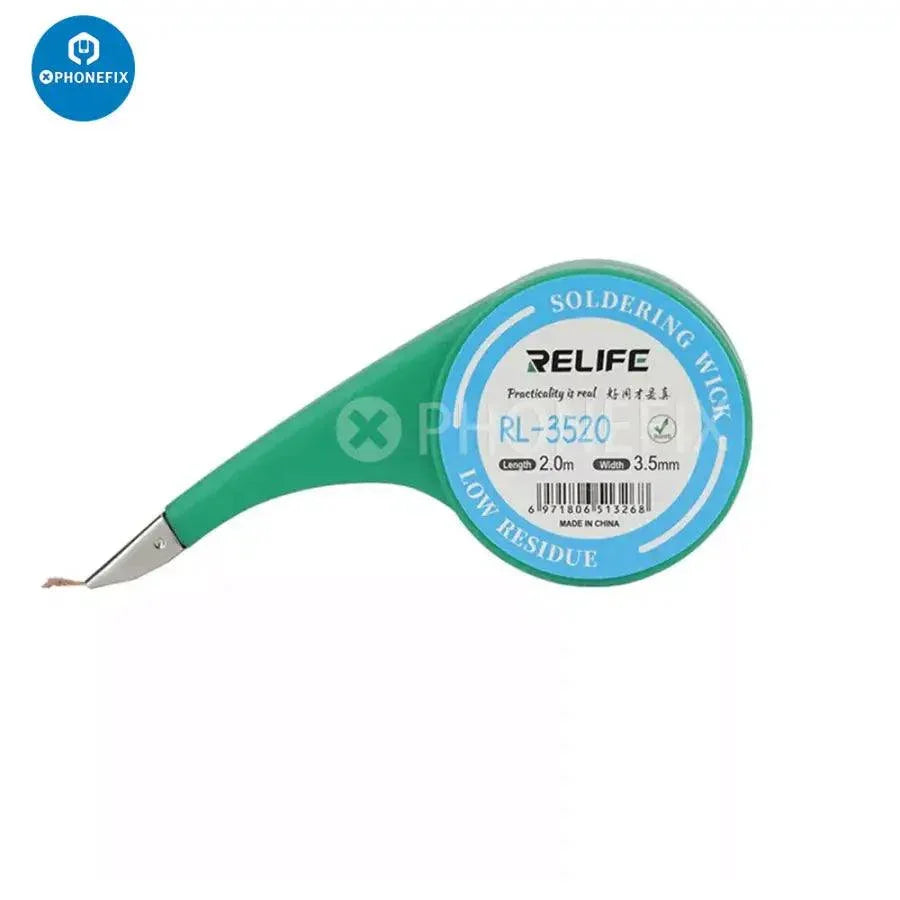 PhoneFIX No-Clean Desoldering Wick for soldering and solder remover tools, showing a spool of solder wire used for desoldering.