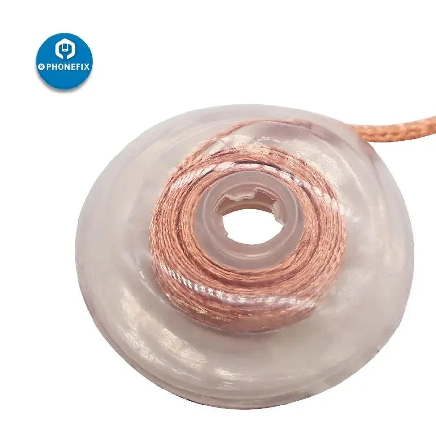 PhoneFix flux desoldering braid with pure copper absorption wire, 2mm solder remover for precise electronics work.