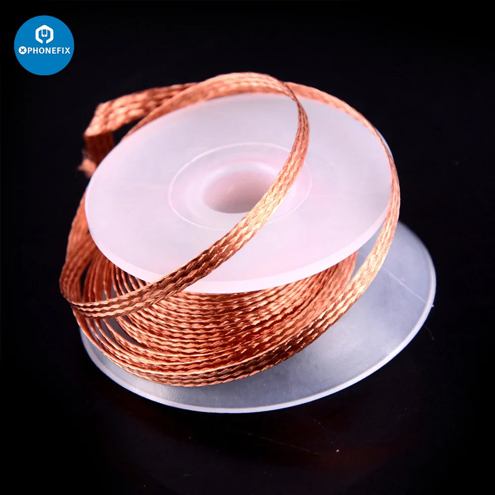 PhoneFix Flux Desoldering Braid solder wire with pure copper absorption for efficient solder removal and residue cleanup.
