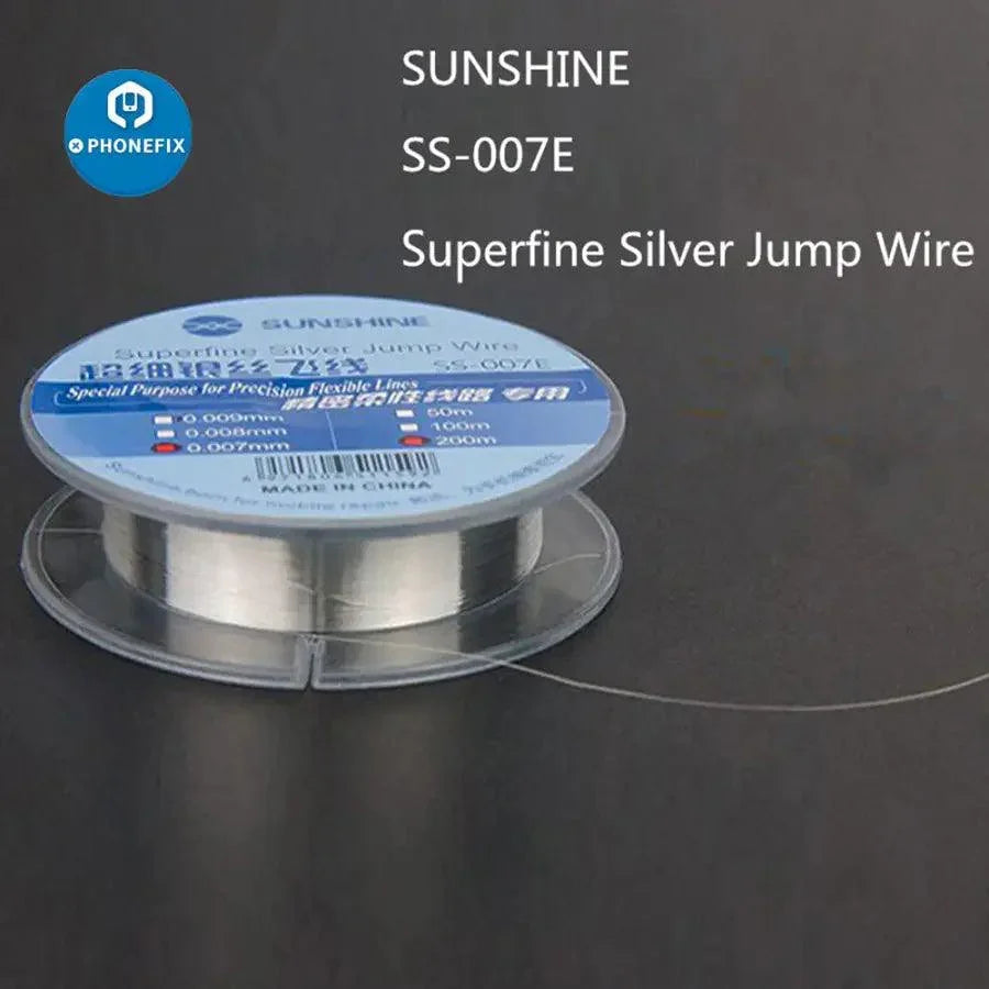 Superfine silver solder wire line filling point from PHONEFIX, SS-007E SS-007D, 0.007mm, 200m length for electronic repairs.