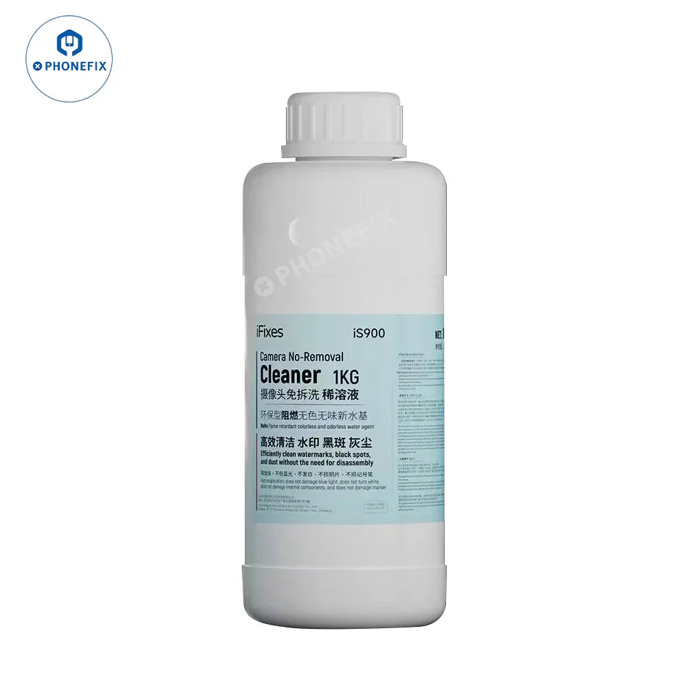 PhoneFIX soldering consumables for phone camera cleaning, featuring a non-removal cleaner for watermarks and black spots.