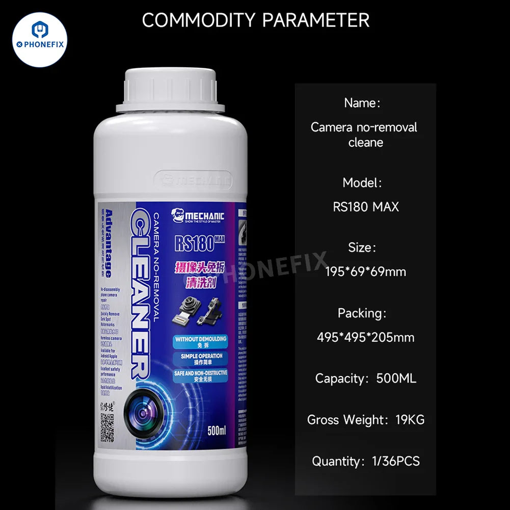 PhoneFIX soldering consumables for phone camera cleaning, removing watermarks and black spots from camera lenses.