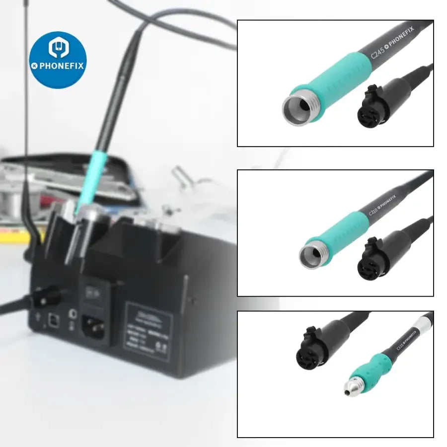 Phonefix T245 T210 NT115 soldering handle for JBC CD-2SD 2SHE i2C soldering station, black ergonomic design with brand logo