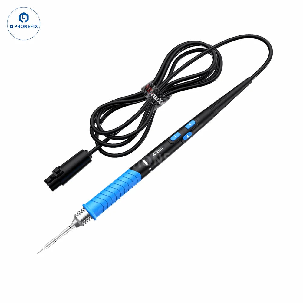 AiXun T225 soldering handle with four tips (C250, C150, C080, C030) for PHONEFIX, featuring a 7-core ergonomic design.