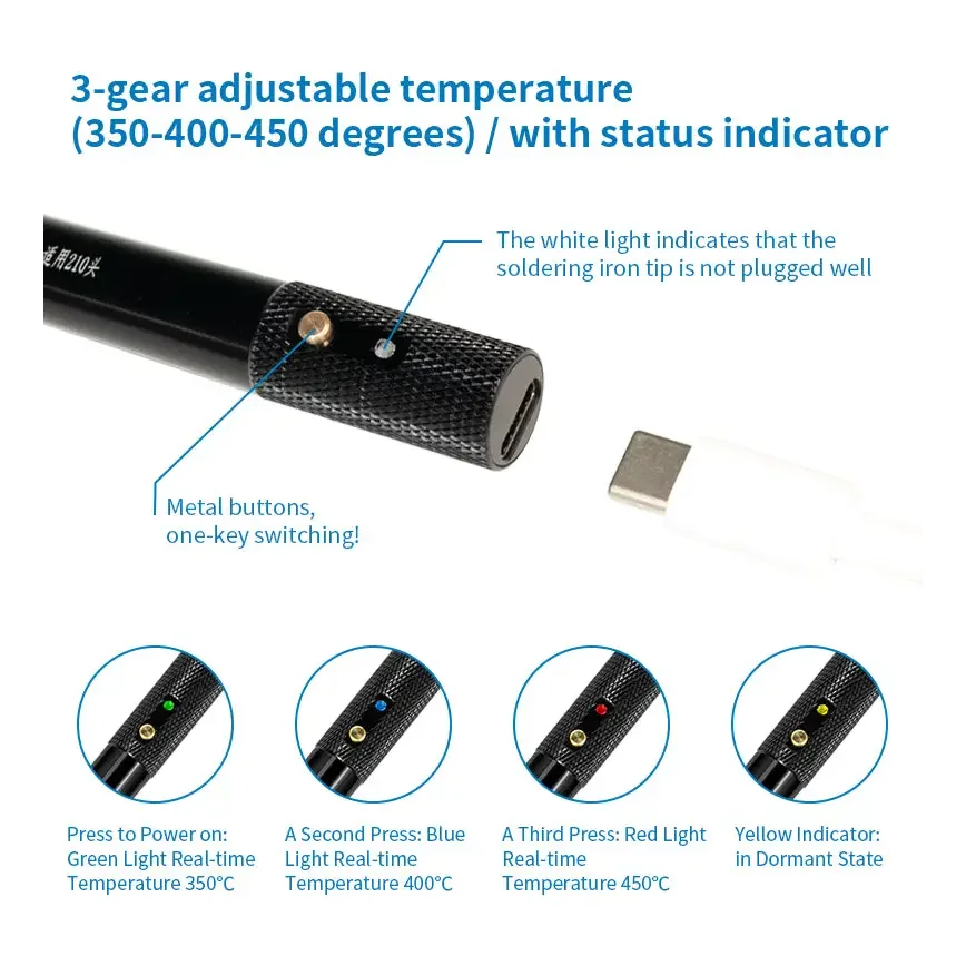 Phonefix TX001 portable jump wire soldering iron with T210 tips, compact design for precise electronic welding and repair tasks.