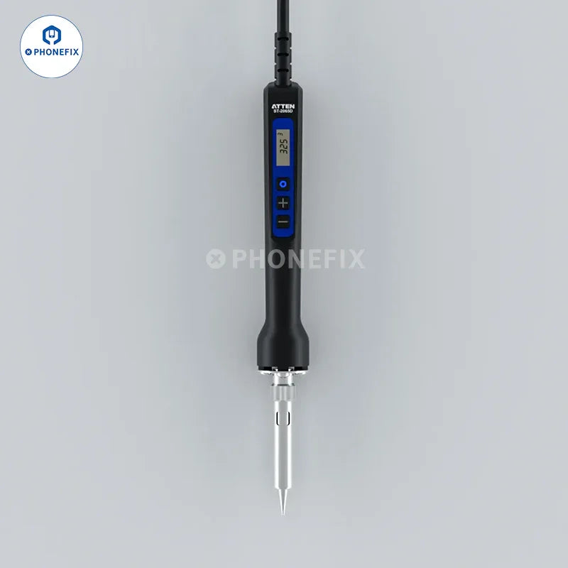 Phonefix digital electric soldering iron models ST-2065D, ST-2080D, and ST-2150D with a sleek design and ergonomic grip.
