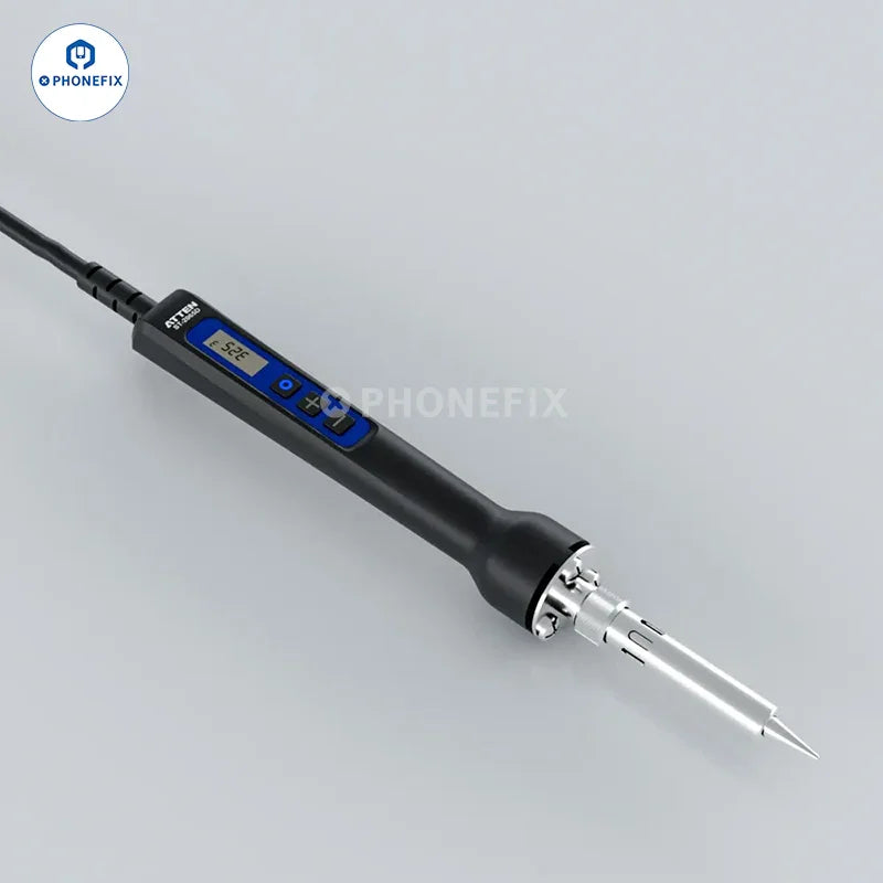 Digital electric soldering iron from PHONEFIX, models ATTEN ST-2065D, ST-2080D, and ST-2150D with ergonomic handle and precise tip