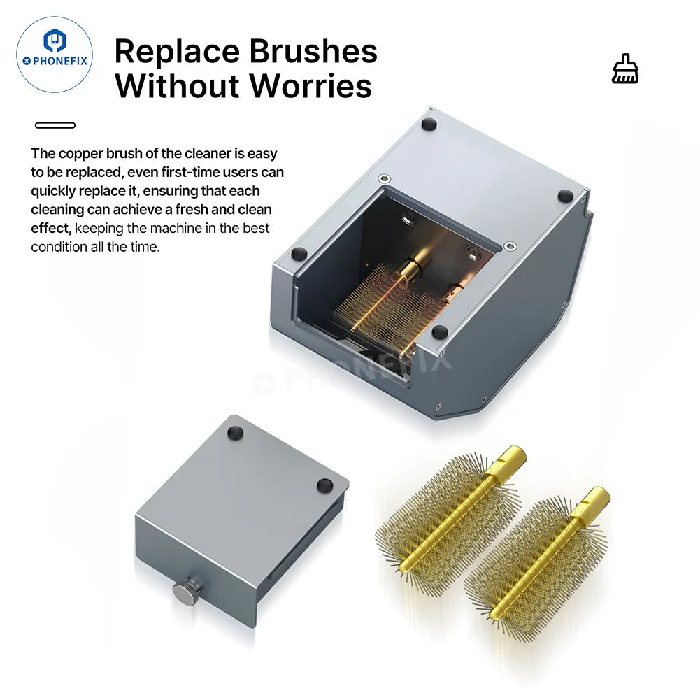 PHONEFIX AIXUN CM30 soldering iron tip cleaner with copper brush for effective cleaning of soldering iron tips.