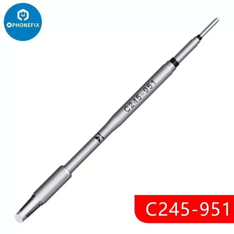 JBC C115 C210 C245 soldering iron tips for JBC I2C soldering station, shown in a close-up image, compatible with PHONEFIX tools.
