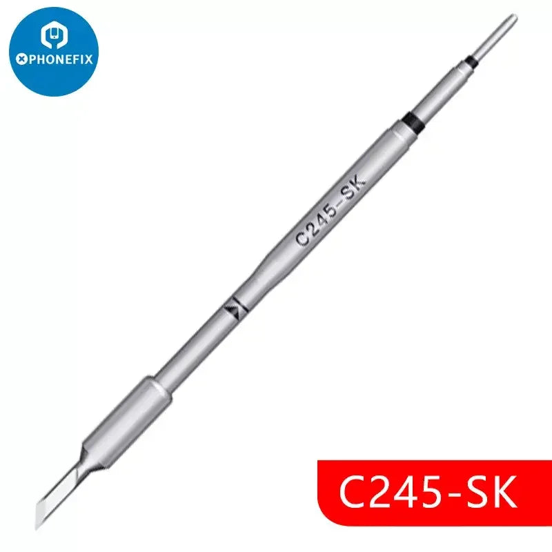 JBC C115, C210, C245 soldering iron tips for JBC I2C soldering station, compatible with PhoneFix brand, shown on white background.
