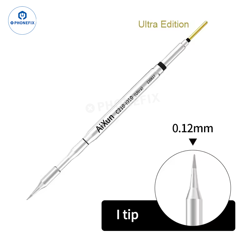 AiXun C210 Ultra Red Copper Soldering Iron Tip for Aixun T3B soldering iron, shown in close-up with a red copper tip.