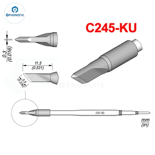 OEM JBC C245 Series soldering iron tip compatible with T245 handle, shown in a close-up view of the tip for soldering electronics.