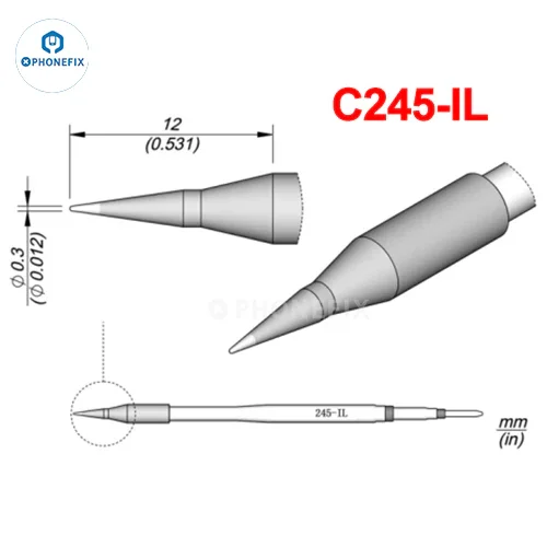 OEM JBC C245 series soldering iron tip compatible with T245 handle, shown in a close-up image of the precision soldering tip.