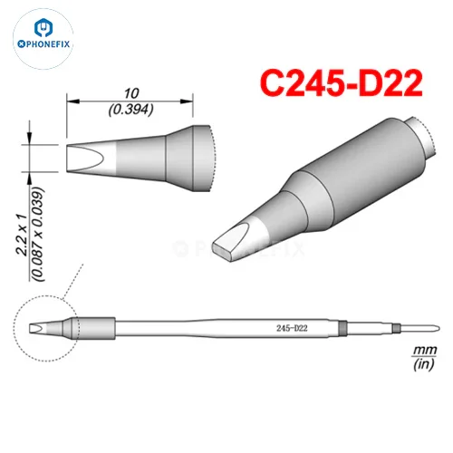 OEM JBC C245 series soldering iron tip compatible with T245 handle, shown attached to a soldering iron in a close-up view.