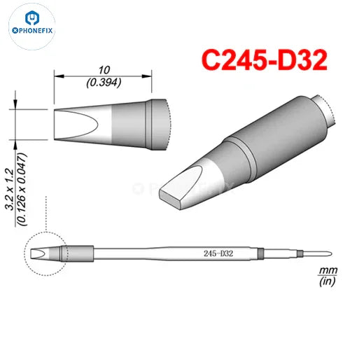 OEM JBC C245 Series soldering iron tip compatible with T245 handle, shown on a soldering iron with metal tip and handle.