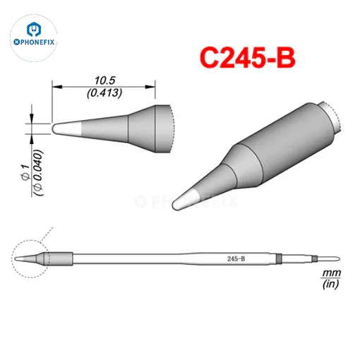 OEM JBC C245 series soldering tip compatible with T245 handle, featuring a fine point for precise soldering work.