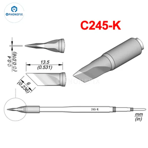 OEM JBC C245 series soldering tip for T245 handle, compatible JBC soldering iron tip, used for precision electronics soldering.