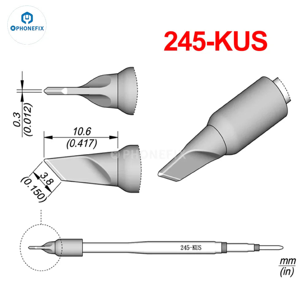 OEM JBC C245 series soldering tip compatible with T245 handle, shown with the soldering iron tip and handle in the image.