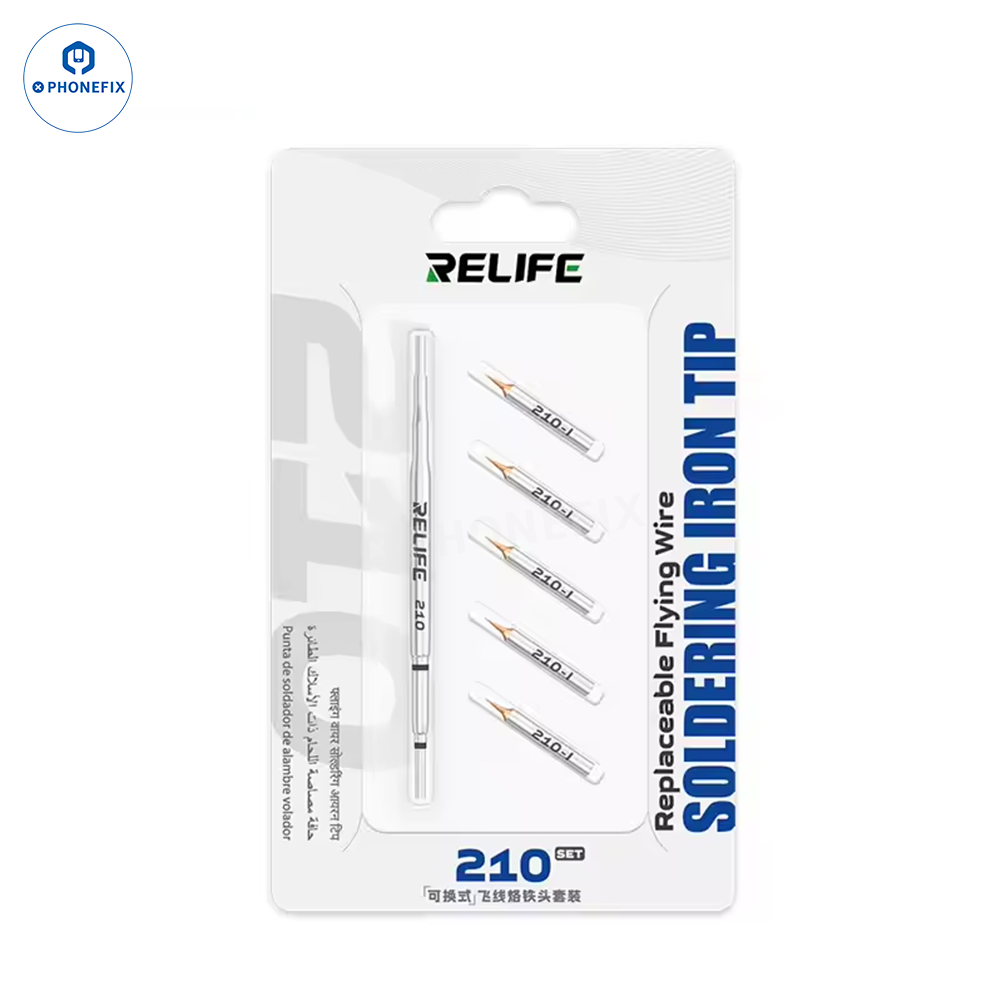PhoneFix SUNSHINE RELIFE C210 soldering iron tip set, featuring jump wire tips for C115, C245 T12 series soldering tools.