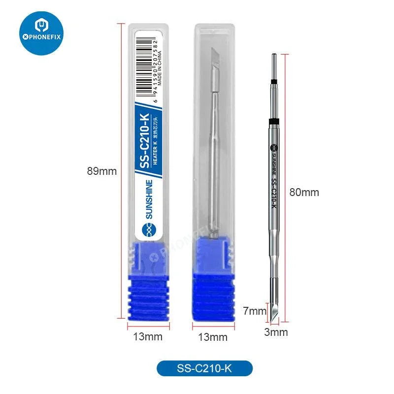 Phonefix Sunshine GVM C210 soldering tip set for JBC welding, compatible C210-I/IS/K soldering iron tips, three-piece kit.