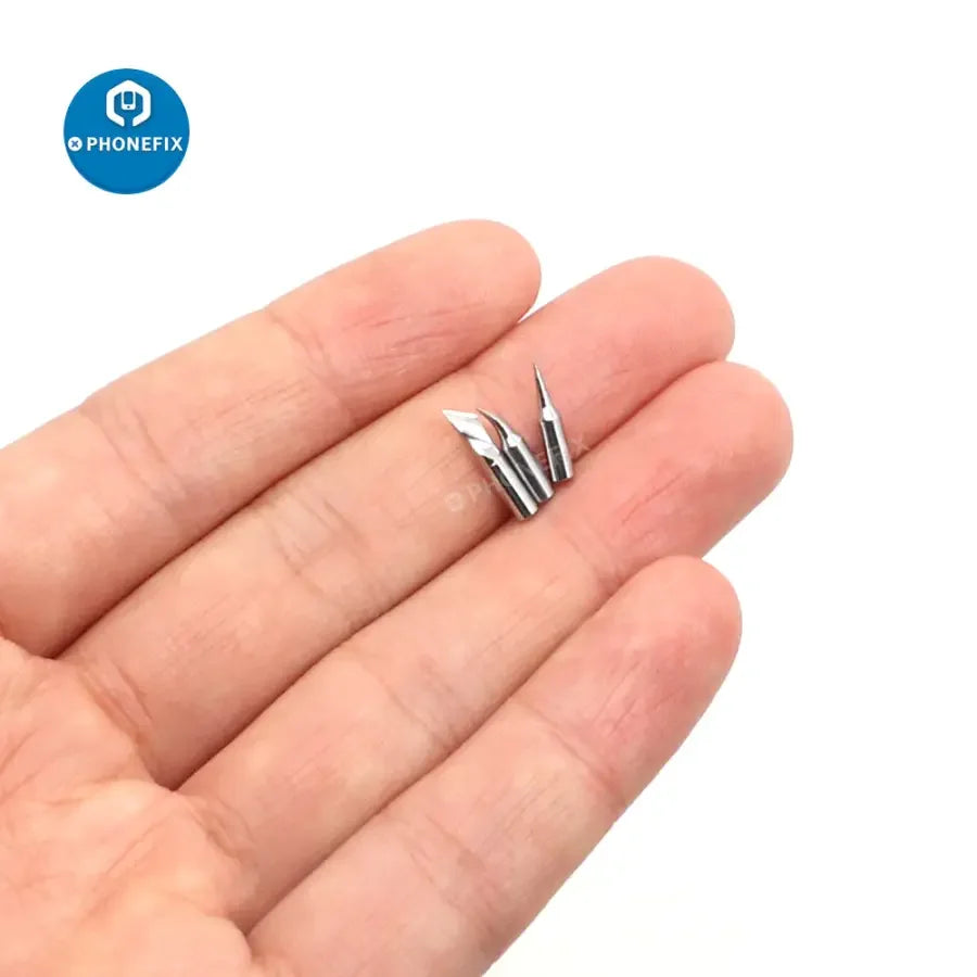 PhoneFix JBC C115/210/245 soldering iron tip, straight replaceable welding tip head in silver for precise electronic soldering work.