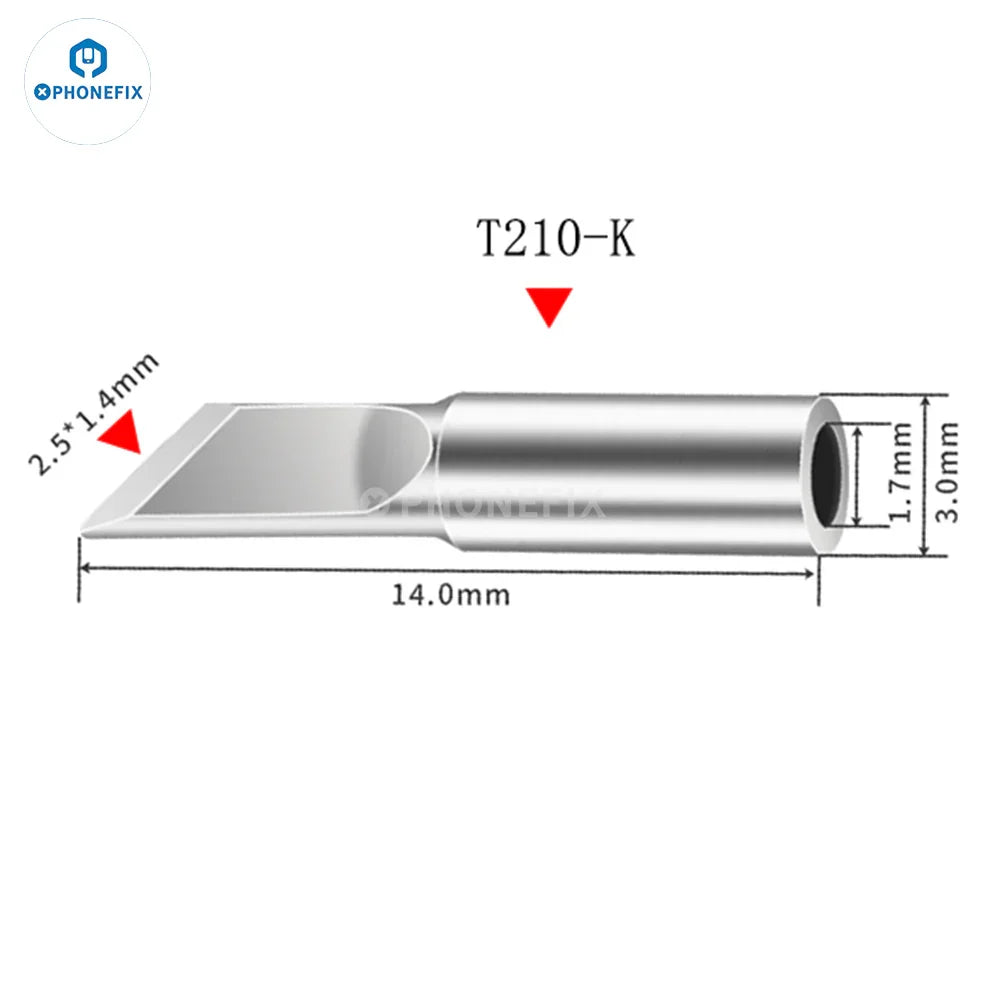 PhoneFix JBC C115/210/245 soldering iron tip with replaceable straight welding tip in silver for precise soldering tasks.