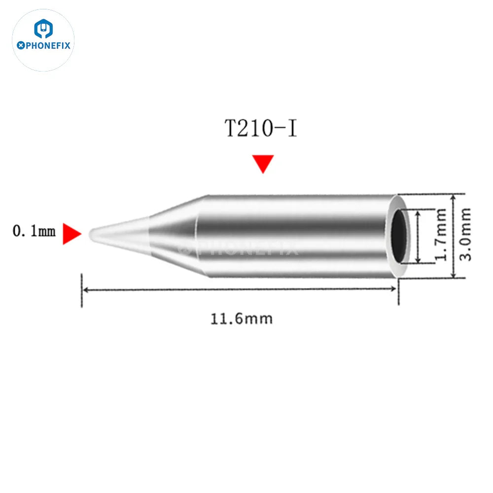 PhoneFix JBC C115/210/245 soldering iron tip, replaceable straight welding tip in silver for precise soldering tasks.
