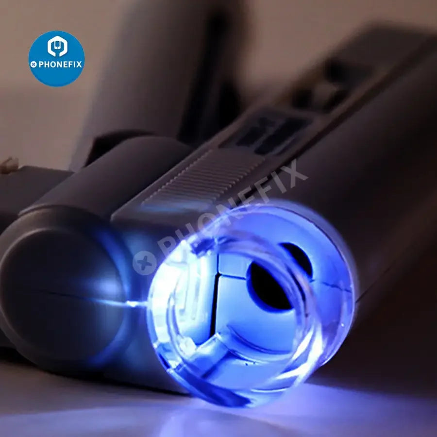 Mini foldable LED microscope magnifier with scale, perfect for phone repair soldering, by PHONEFIX.