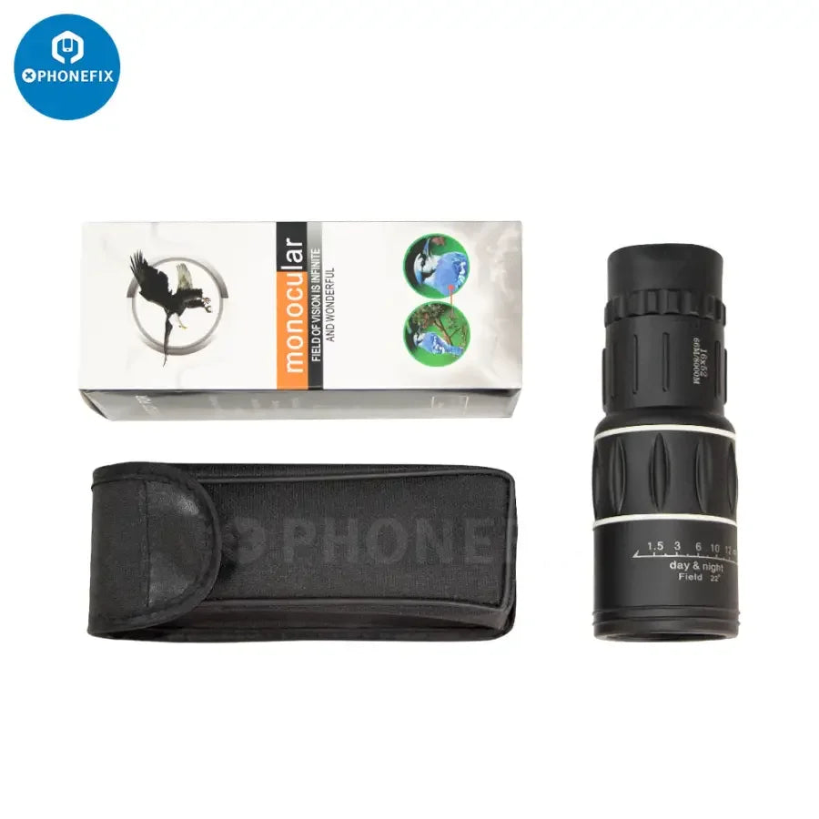 PHONEFIX 16x52 dual-focus zoom monocular telescope with HD optics, ideal for detailed viewing up to 8000 meters.