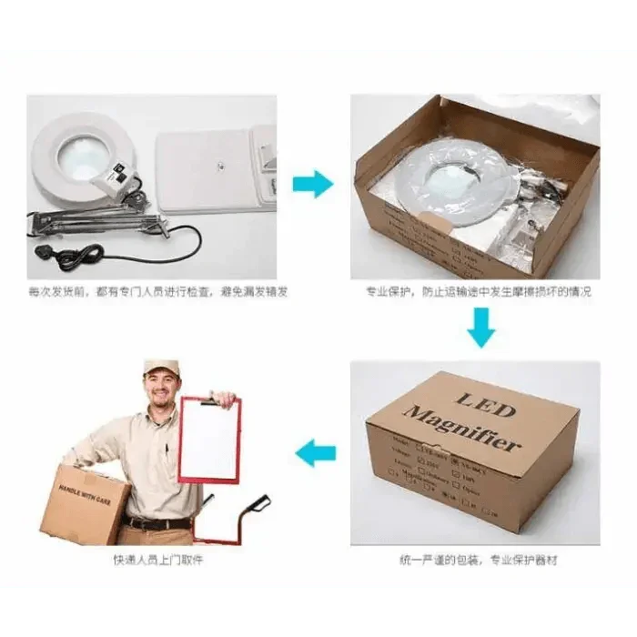 Phonefix 20x desktop soldering magnifying glass with LED light and bracket for detailed electronic work.