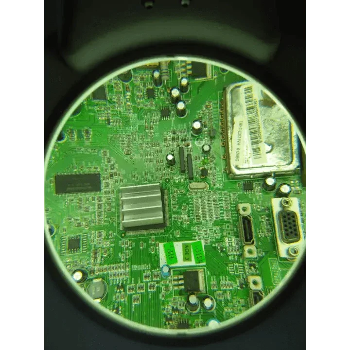 PHONEFIX 20x desktop soldering magnifying glass with LED light and adjustable bracket for detailed viewing and precision work.