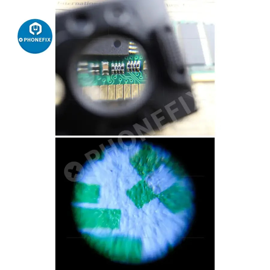 PhoneFIX soldering magnifying glass with 30x-60x zoom, portable hand loupe for jewelry and detailed inspection.