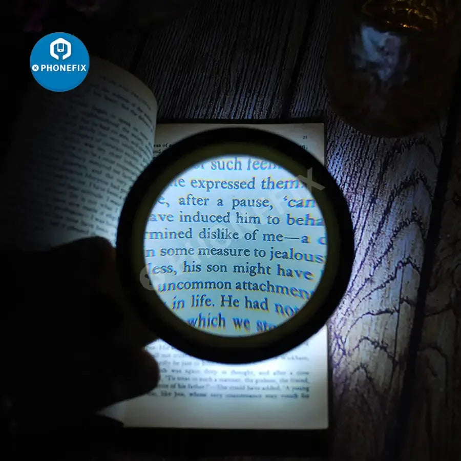 PHONEFIX 30X handheld magnifier with built-in light for soldering, jewelry inspection, and senior reading.