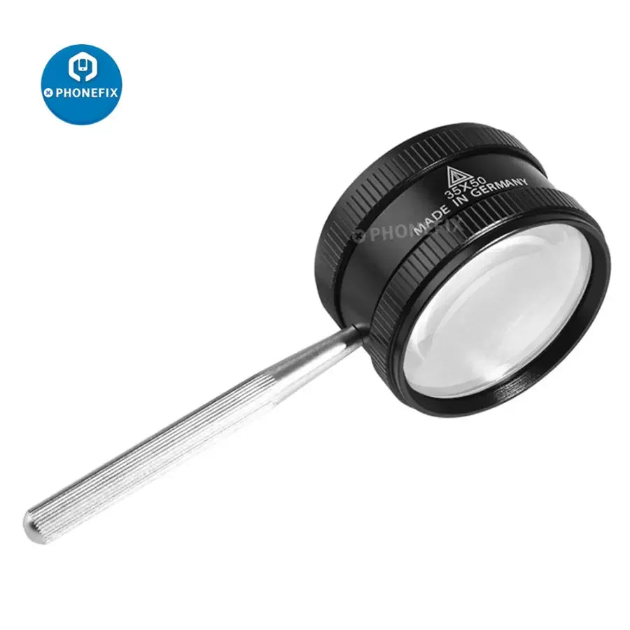 35x zinc alloy portable loupe magnifier by PHONEFIX, soldering magnifying glass for reading and phone repair tasks.