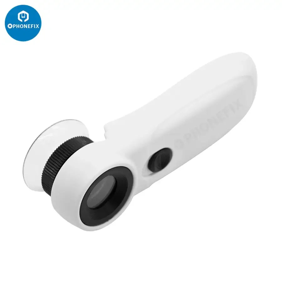 PHONEFIX 45x magnifier glass jewelry loupe with 2 LED lights, handheld soldering magnifying glass for detailed inspection.