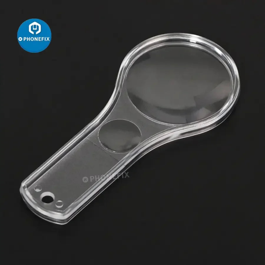 Set of 10 transparent acrylic soldering magnifying glasses with 5-10X magnification, ideal for detailed electronic work.