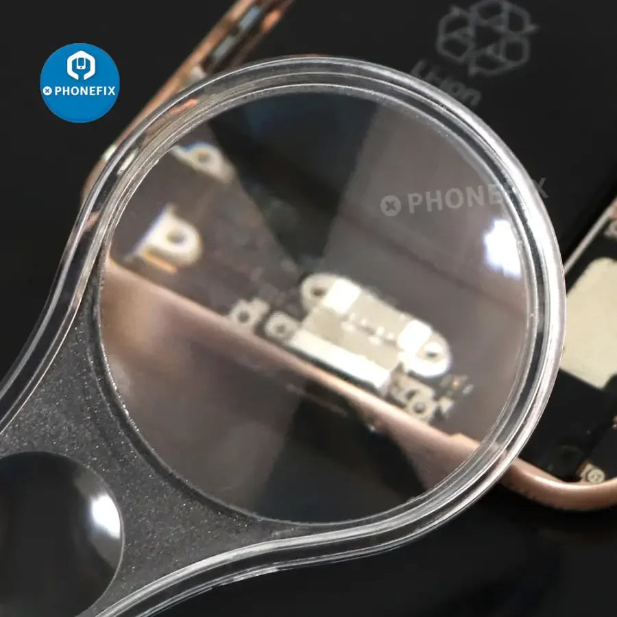 Set of 10 PHONEFIX 5-10X mini multi-function soldering magnifying glasses made of transparent acrylic plastic.