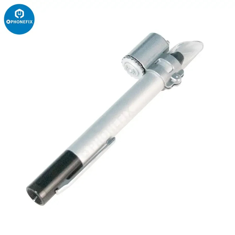 PhoneFix 50x pen-style magnifying glass with light, pocket scale, and microscope loupe for detailed soldering and inspection tasks.