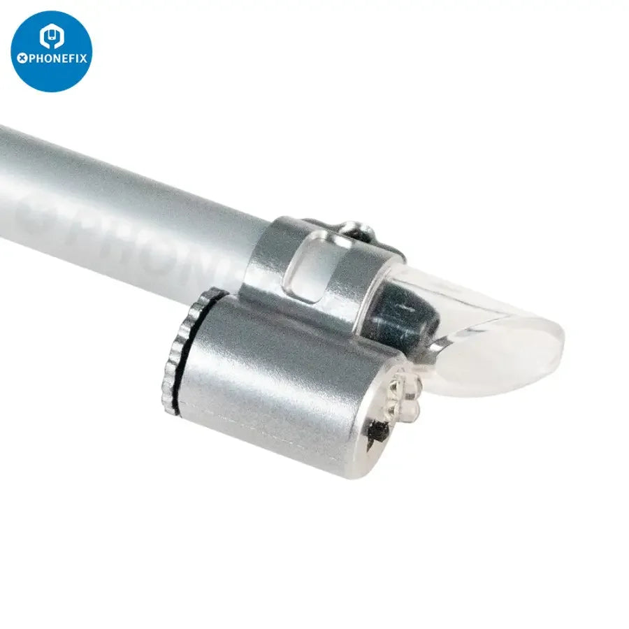 PhoneFix 50x pen-style magnifying glass with LED light, portable pocket scale microscope, ideal for detailed soldering inspection.