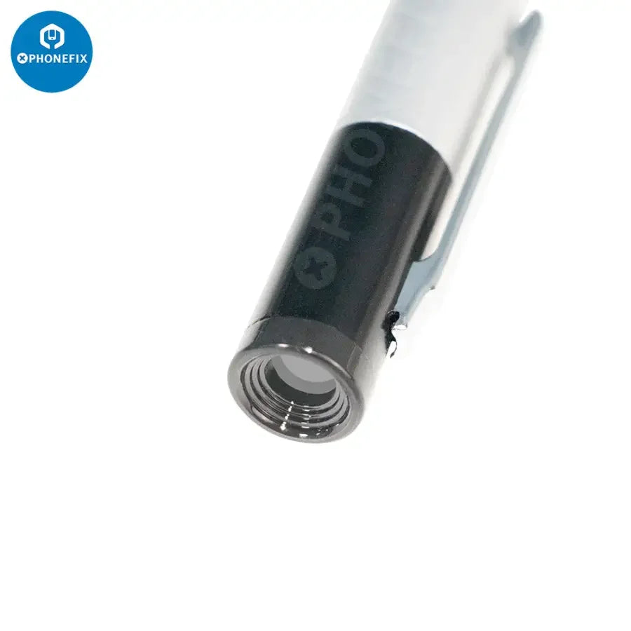 PhoneFix 50x pen-style magnifying glass with light, pocket scale, and microscope loupe for detailed soldering and inspection.