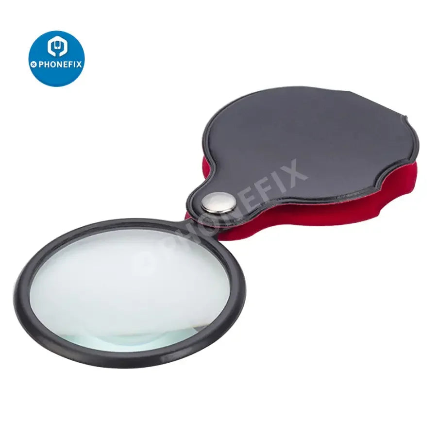 PHONEFIX 8x multi-function portable magnifier and jewelry loupe, compact soldering magnifying glass for detailed inspection.