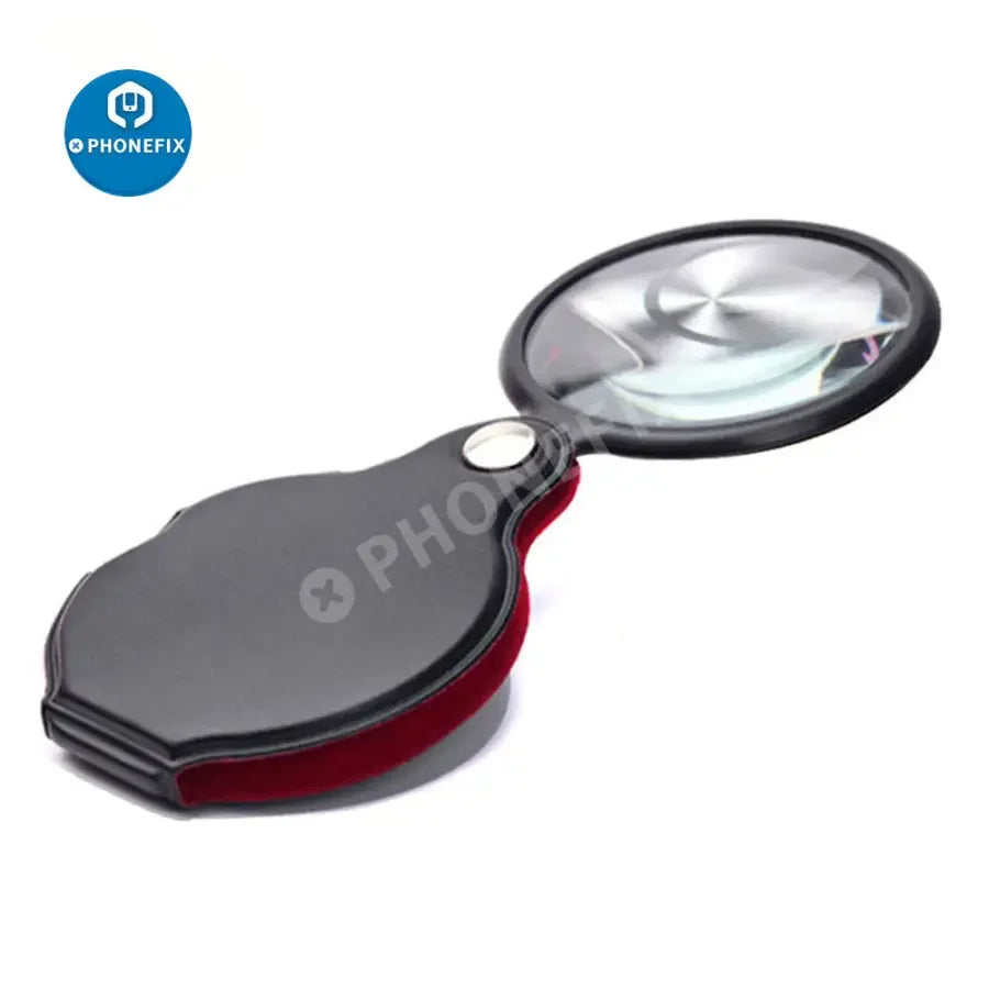 PHONEFIX 8x multi-function portable soldering magnifying glass, pocket-size jewelry loupe with magnification for detailed inspection.