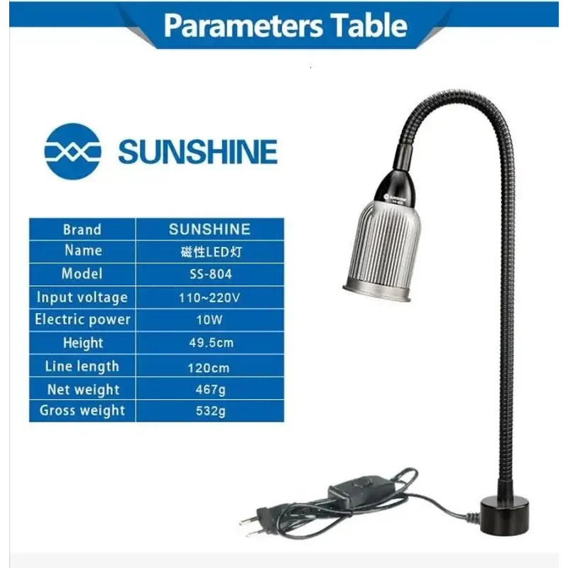 PHONEFIX SS804 Magnetic LED Lamp with aluminum lampshade, universal repair soldering magnifying glass for electronics repair.