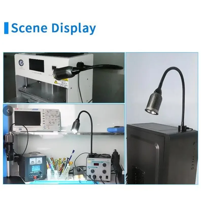 PHONEFIX SS804 Magnetic LED Lamp with aluminum universal lampshade, soldering magnifying glass for detailed repair work.