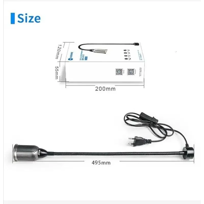 PHONEFIX SS804 Magnetic LED Soldering Magnifying Glass with aluminum universal lampshade for repair work, close-up view.